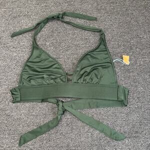 Kona Sol Swimwear Bikini Top Olive Green Boho Women's Size Medium NWT